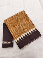 SANSKAR PURE MULMUL COTTON SANSKRIT MANTRAS BLOCK PRINTED MUSTARD SAREE