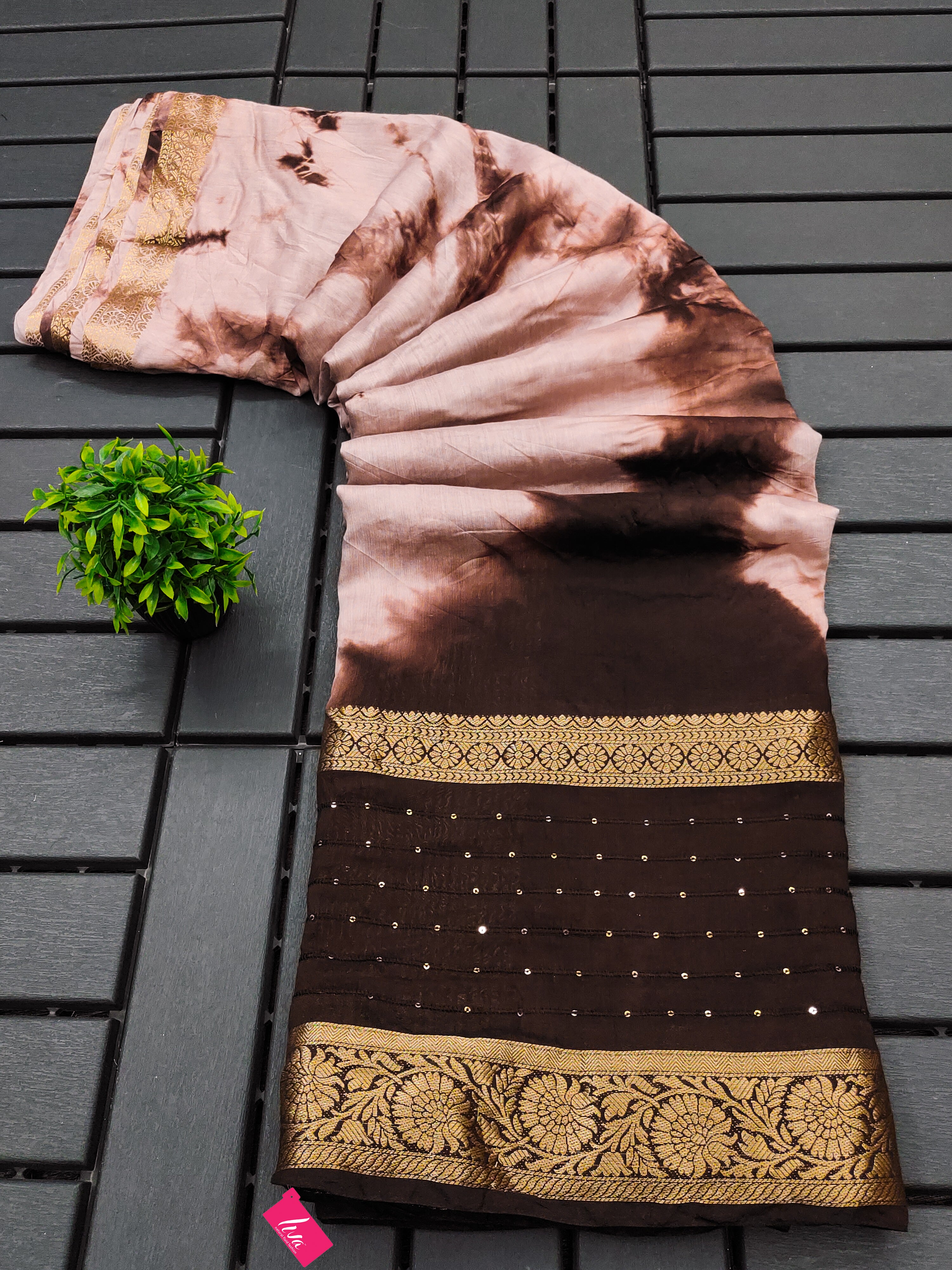 SELFI13 PRIMUM ASSAM SILK NECHRAL SOFT FANCY JACQUARD WITH SIKVANS BORDER DIMANDING WORK BEIGE SAREE