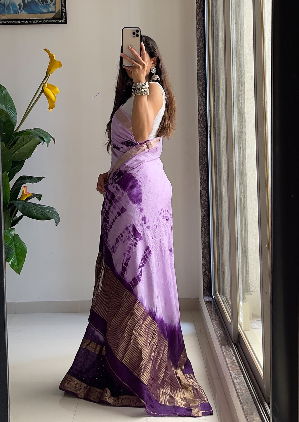 SELFI13 PRIMUM ASSAM SILK NECHRAL SOFT FANCY JACQUARD WITH SIKVANS BORDER DIMANDING WORK PURPLE SAREE