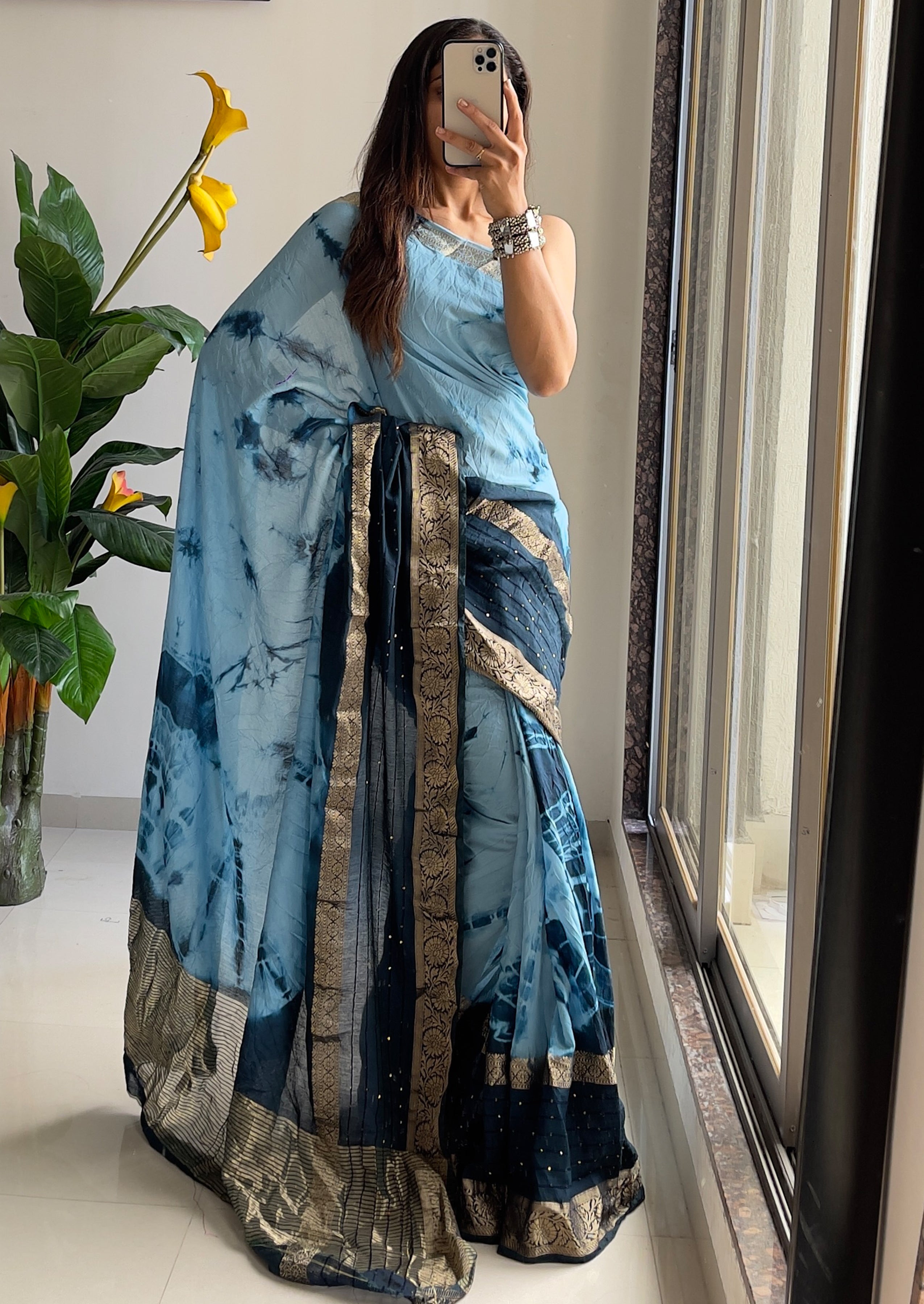 SELFI13 PRIMUM ASSAM SILK NECHRAL SOFT FANCY JACQUARD WITH SIKVANS BORDER DIMANDING WORK LIGHT BLUE SAREE