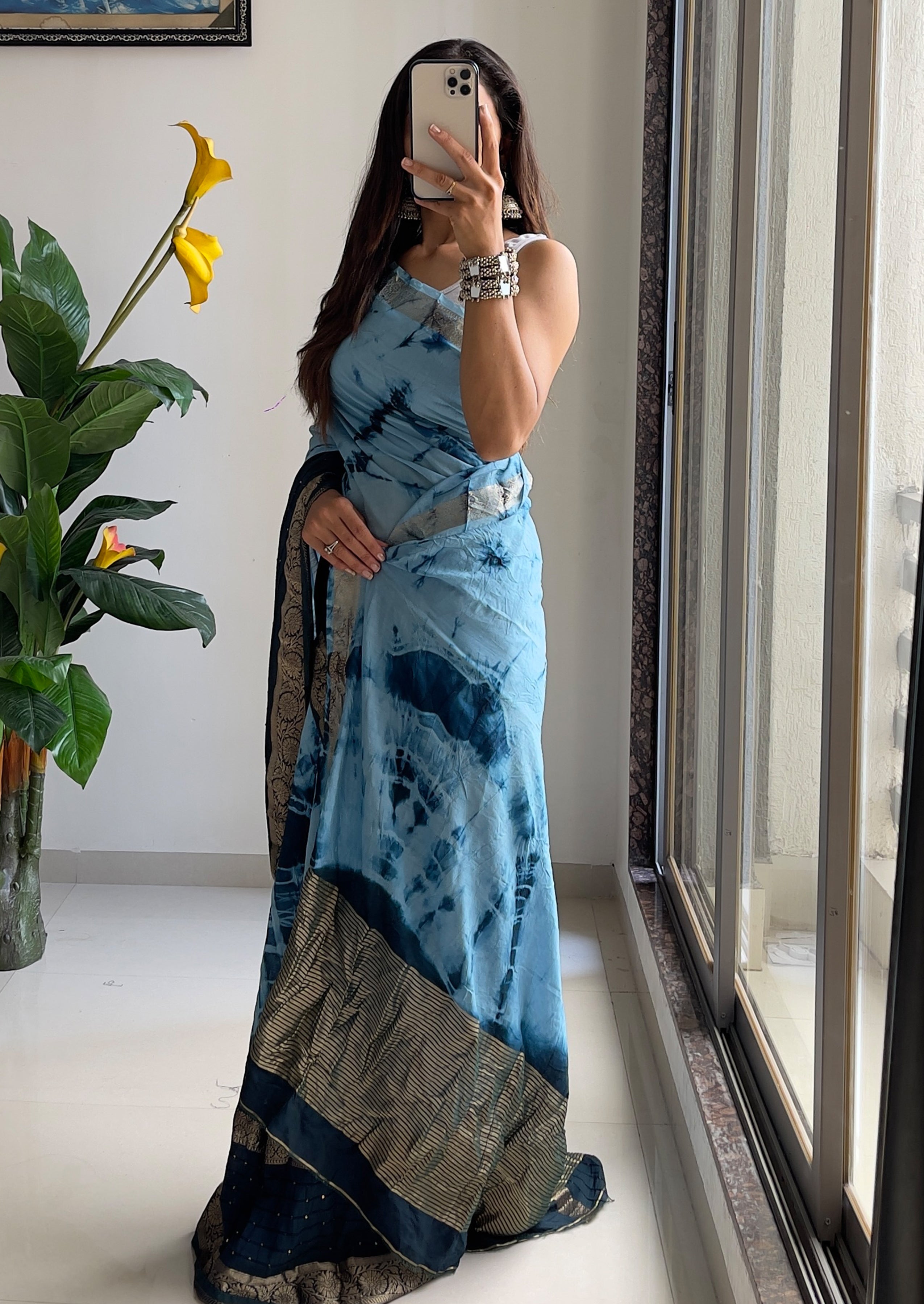 SELFI13 PRIMUM ASSAM SILK NECHRAL SOFT FANCY JACQUARD WITH SIKVANS BORDER DIMANDING WORK LIGHT BLUE SAREE
