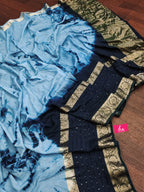 SELFI13 PRIMUM ASSAM SILK NECHRAL SOFT FANCY JACQUARD WITH SIKVANS BORDER DIMANDING WORK LIGHT BLUE SAREE