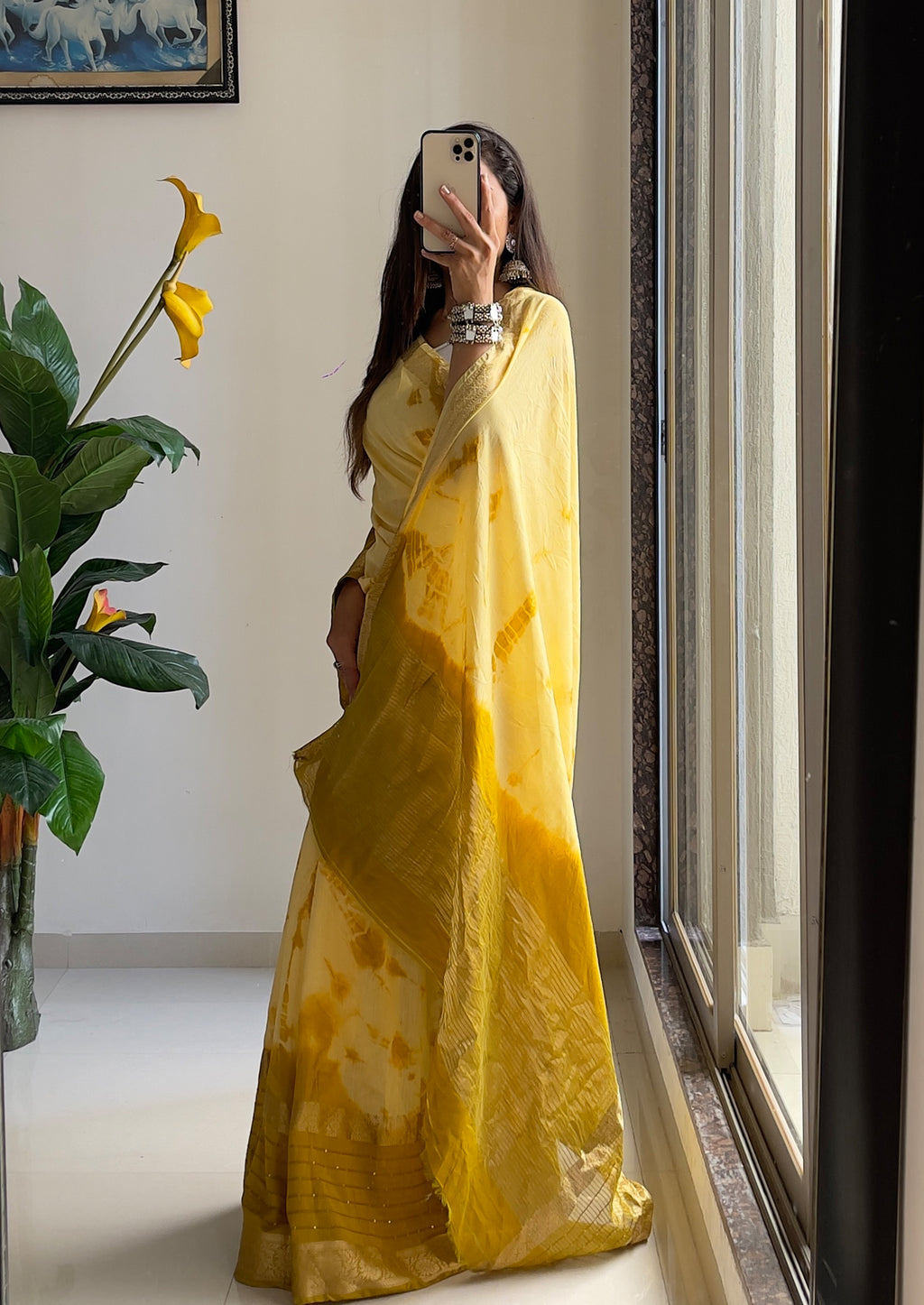 SELFI13 PRIMUM ASSAM SILK NECHRAL SOFT FANCY JACQUARD WITH SIKVANS BORDER DIMANDING WORK MUSTARD SAREE