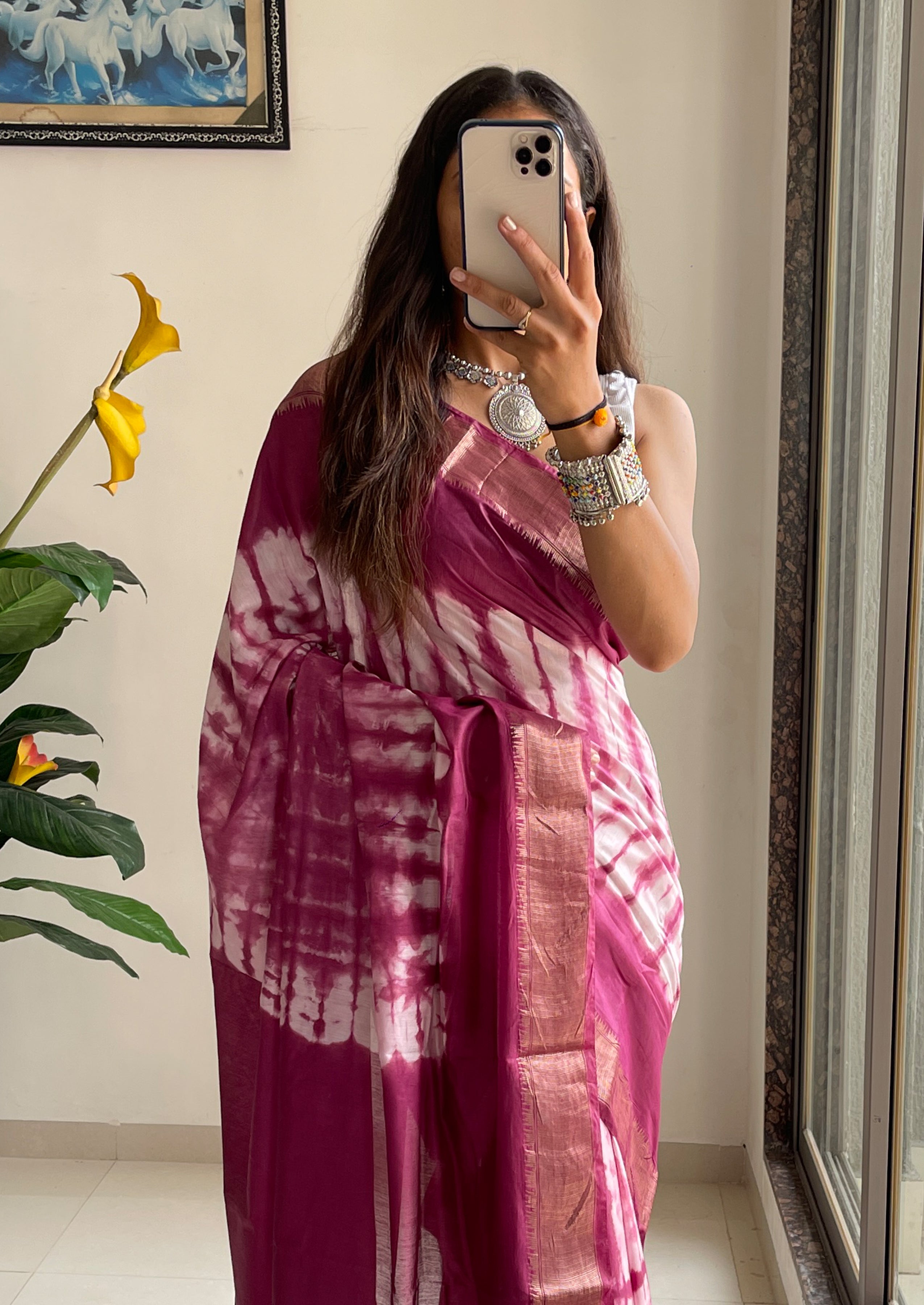 SELFI15 PRIMUM ASSAM SILK NECHRAL SOFT MATIRYAL PURPLE SAREE