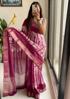 SELFI15 PRIMUM ASSAM SILK NECHRAL SOFT MATIRYAL PURPLE SAREE