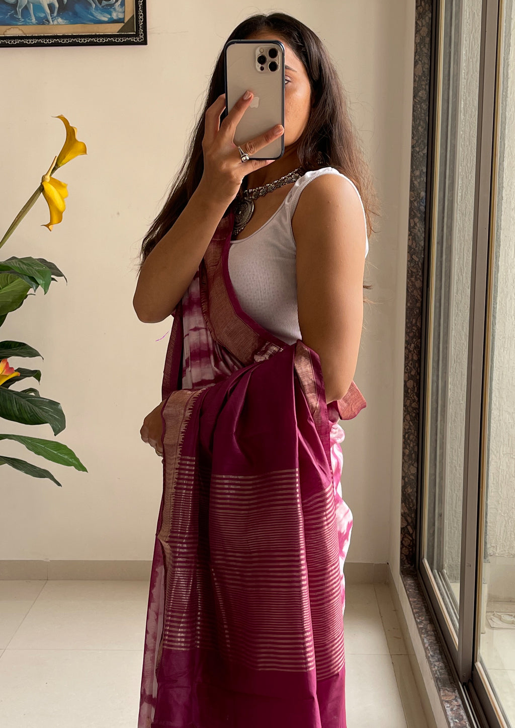 SELFI15 PRIMUM ASSAM SILK NECHRAL SOFT MATIRYAL PURPLE SAREE