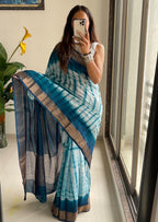 SELFI15 PRIMUM ASSAM SILK NECHRAL SOFT MATIRYAL TEAL SAREE