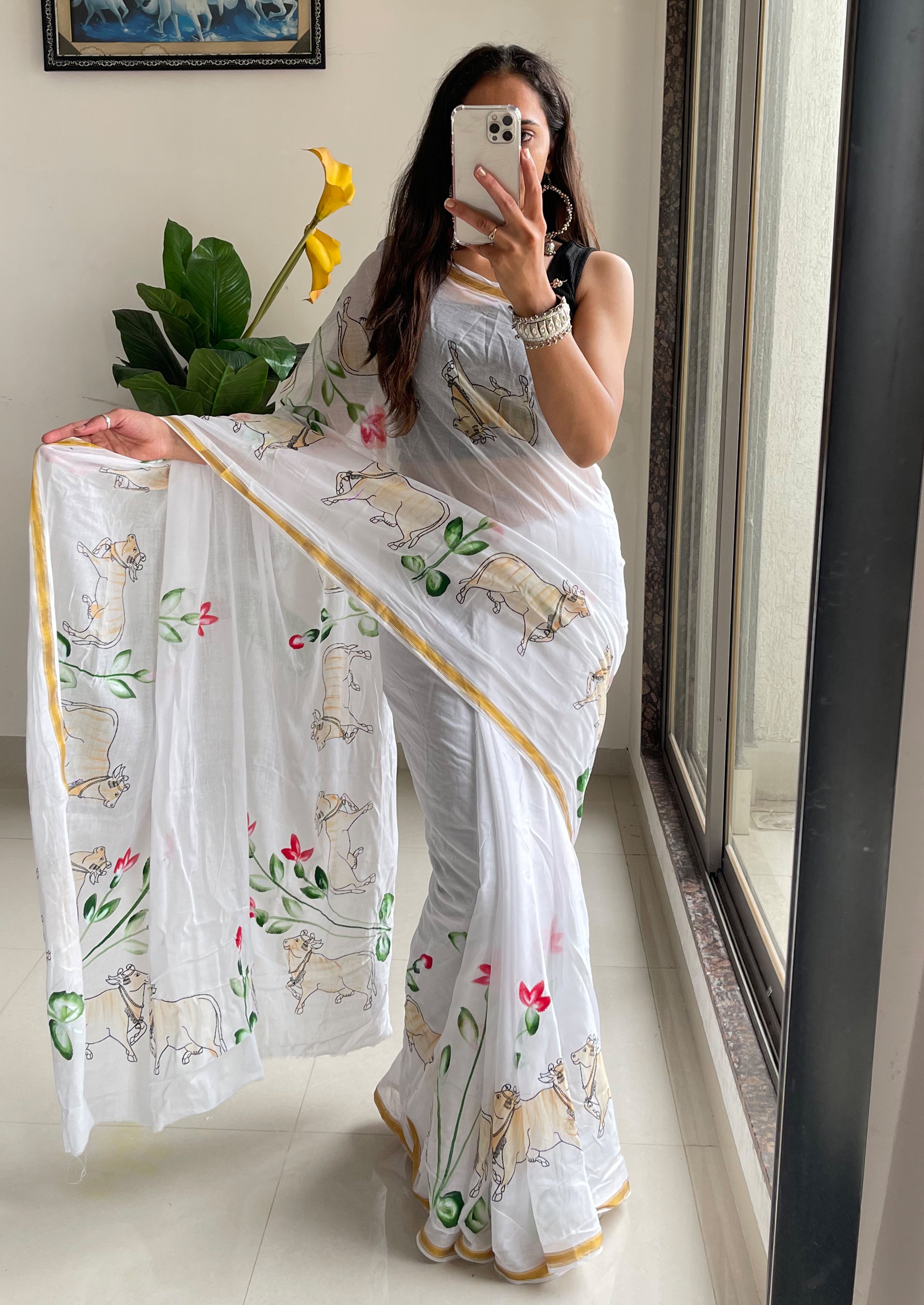 SELFI29 SOFT MASLIN COTTON WITH HEVY ZARI BODAR WHITE SAREE
