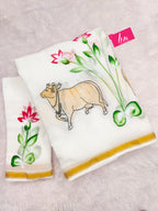 SELFI29 SOFT MASLIN COTTON WITH HEVY ZARI BODAR WHITE SAREE