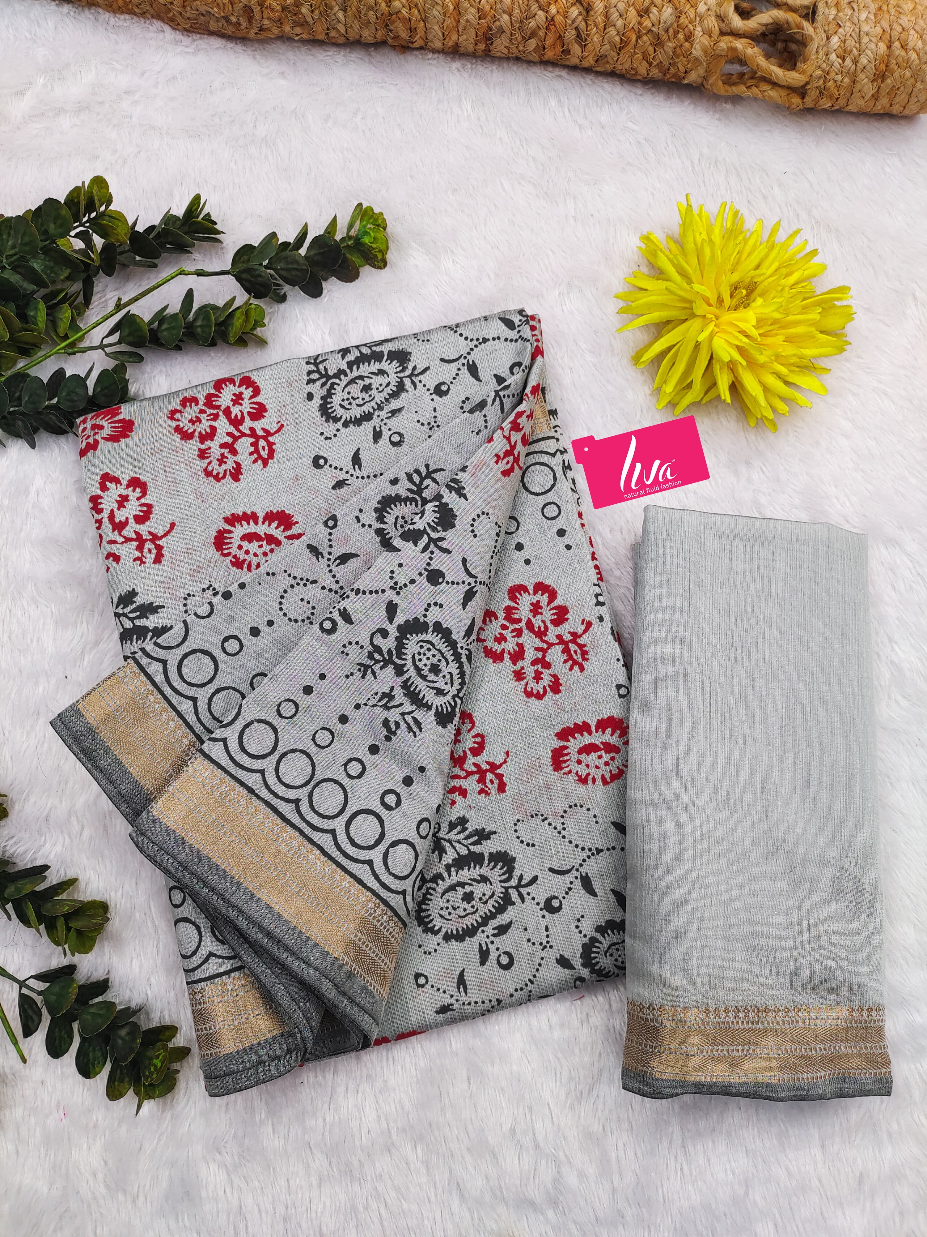 SELFI2 PRIMUM ORIGINAL LINEN WITH MANESHWARI BODAR GREY SAREE