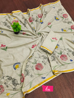 SELFI30 SOFT MASLIN COTTON WITH HEVY ZARI BODAR GREY SAREE