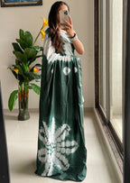 SELFI32 PRIMIUM MASLIN SILK NECHRAL SOFT MATIRYAL JACQUARD BORDER GREEN SAREE