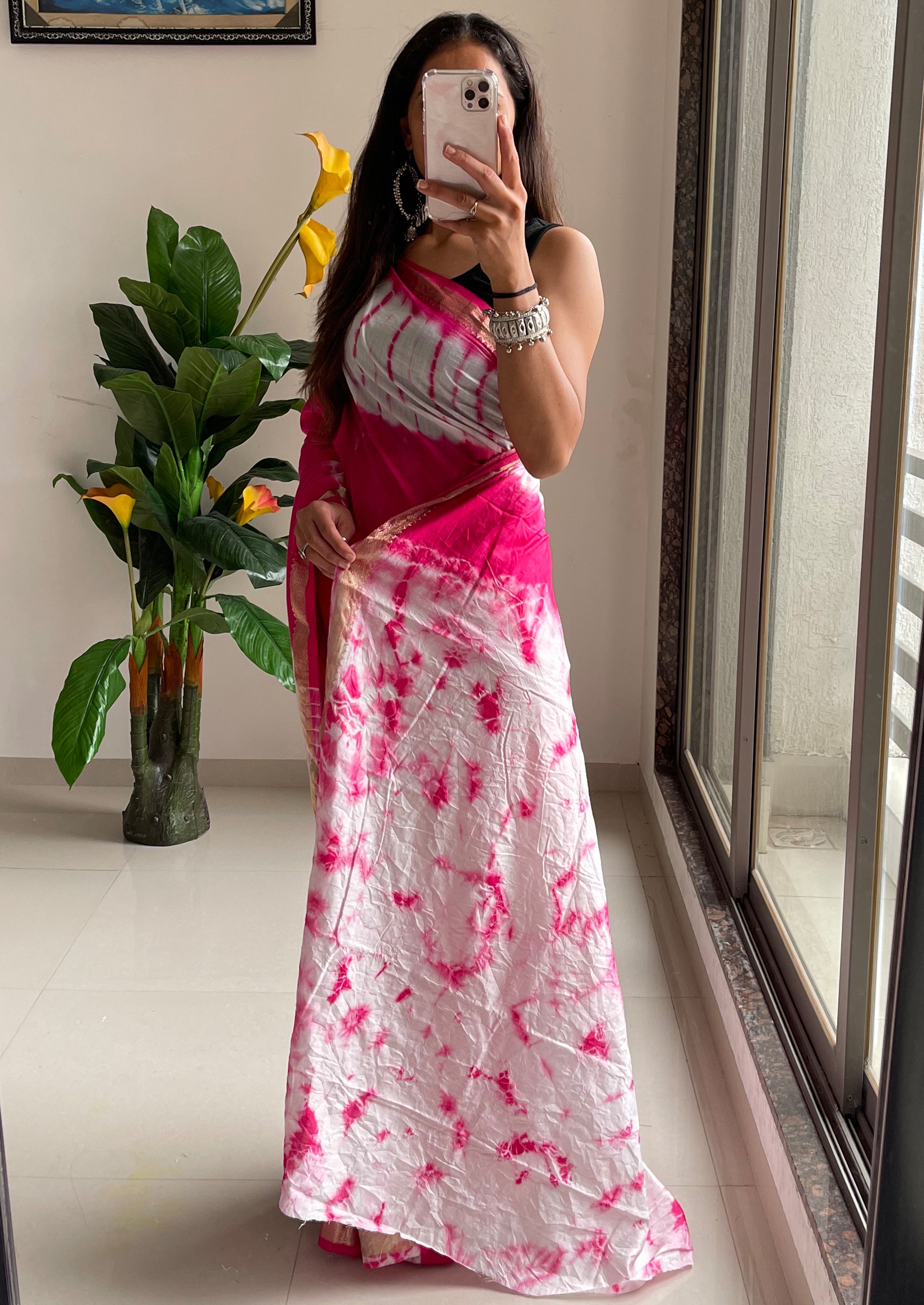 SELFI32 PRIMIUM MASLIN SILK NECHRAL SOFT MATIRYAL JACQUARD BORDER PINK SAREE