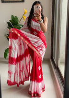 SELFI32 PRIMIUM MASLIN SILK NECHRAL SOFT MATIRYAL JACQUARD BORDER RED SAREE