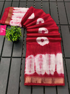 SELFI32 PRIMIUM MASLIN SILK NECHRAL SOFT MATIRYAL JACQUARD BORDER RED SAREE