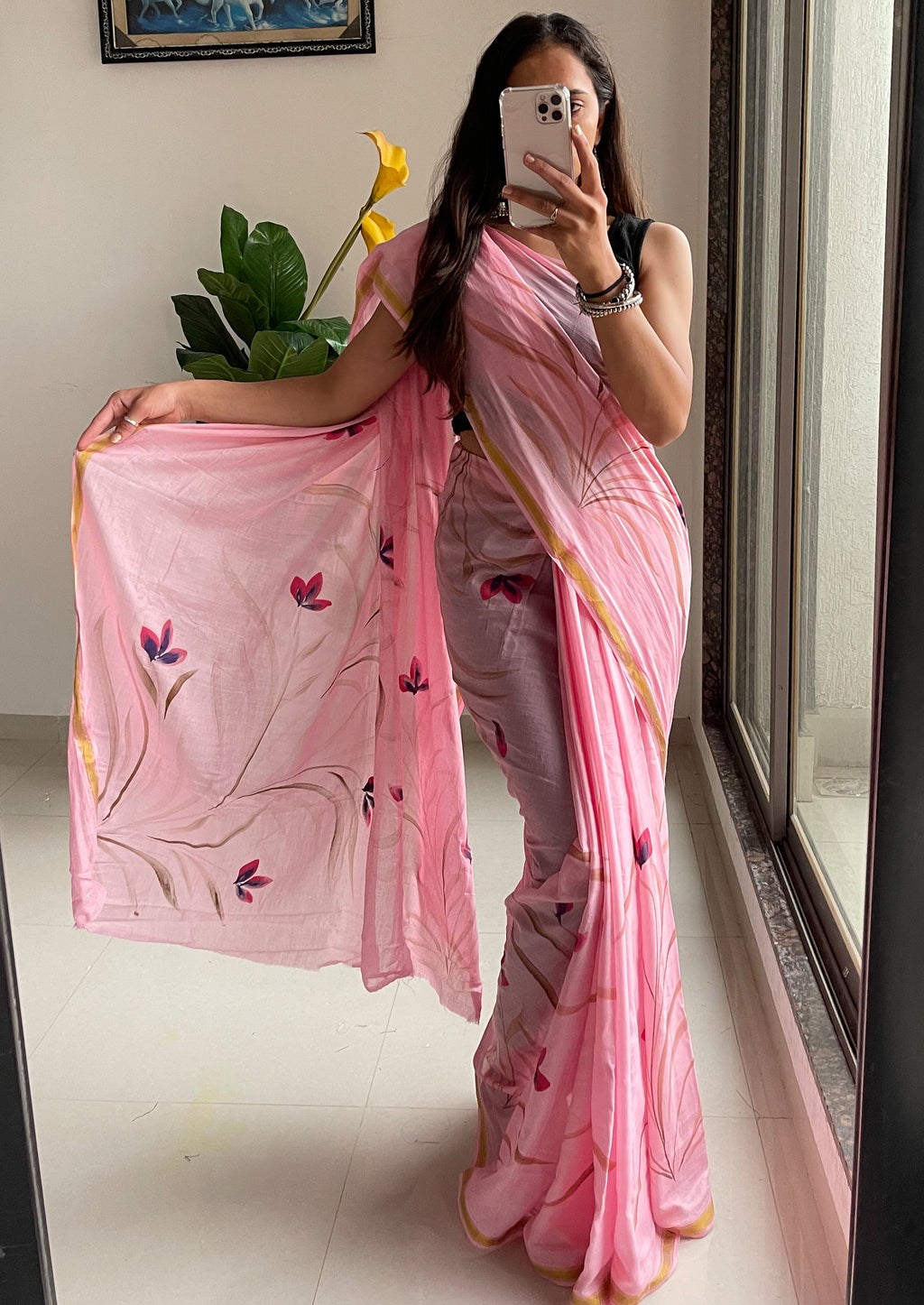 SELFI33 SOFT MASLIN COTTON WITH HEVY ZARI BODAR BABY PINK SAREE