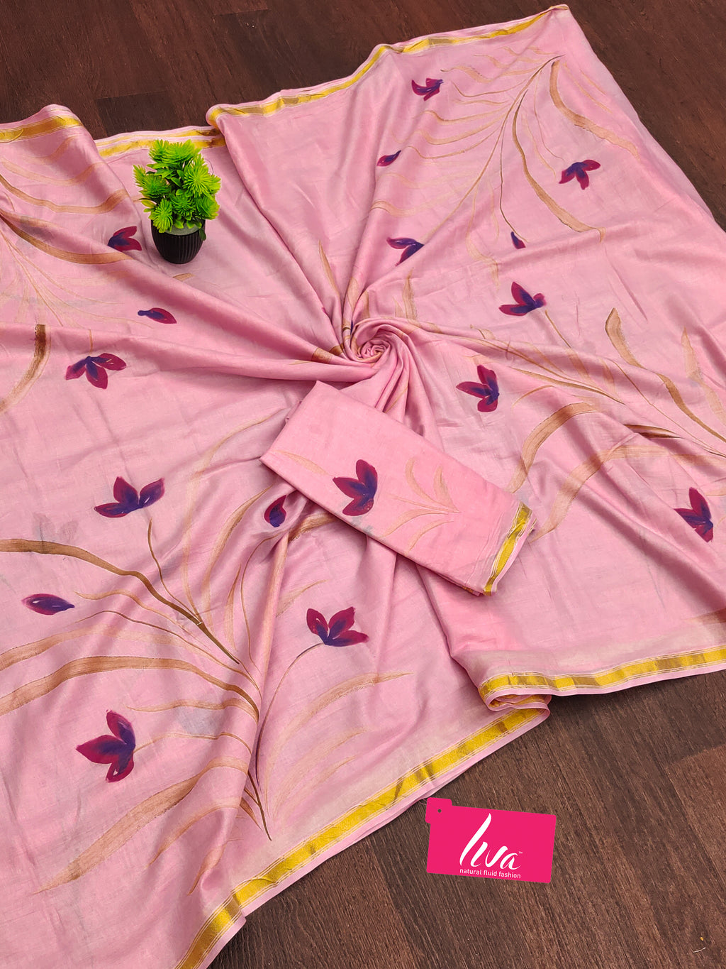SELFI33 SOFT MASLIN COTTON WITH HEVY ZARI BODAR BABY PINK SAREE