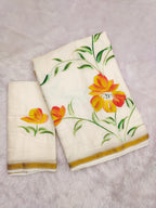 SELFI34 SOFT MASLIN COTTON WITH HEVY ZARI BODAR WHITE SAREE