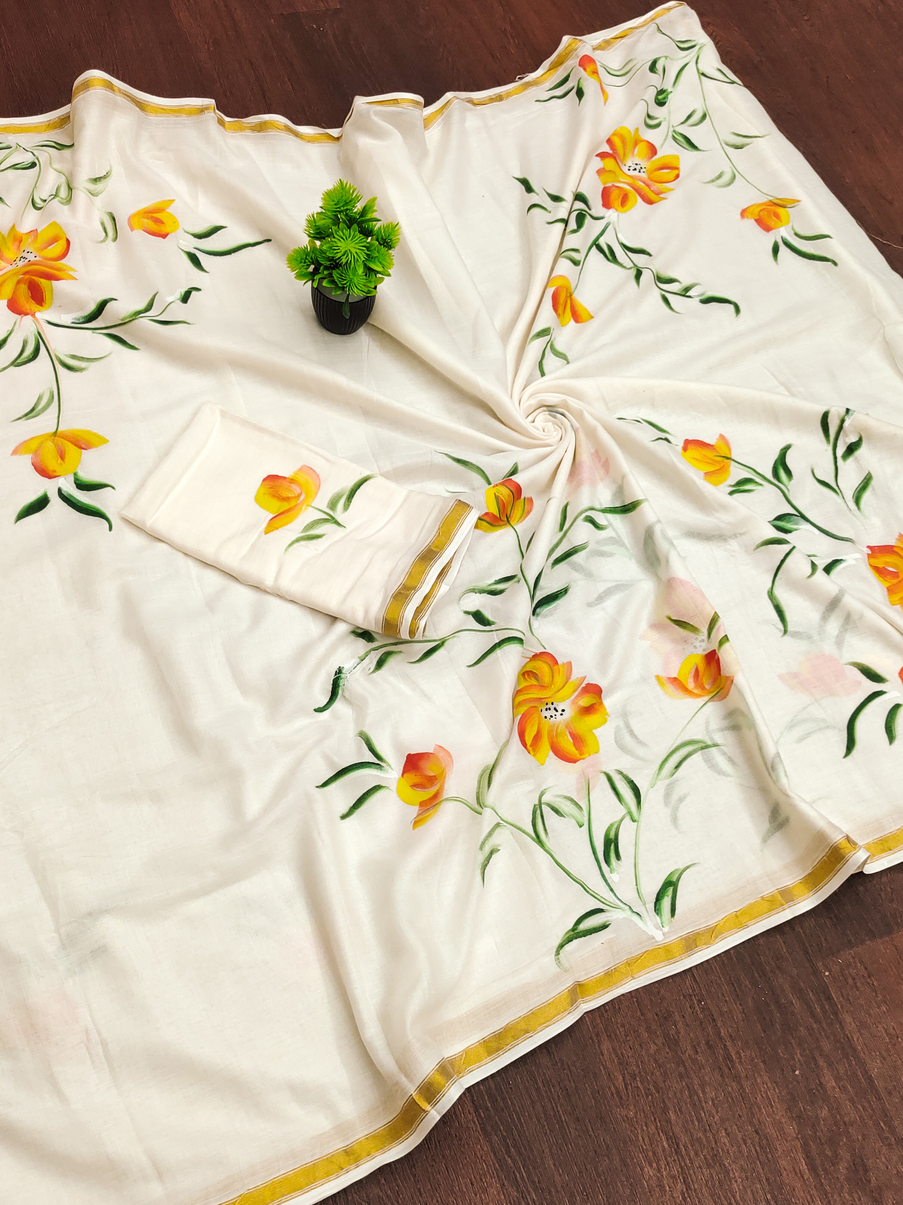 SELFI34 SOFT MASLIN COTTON WITH HEVY ZARI BODAR WHITE SAREE