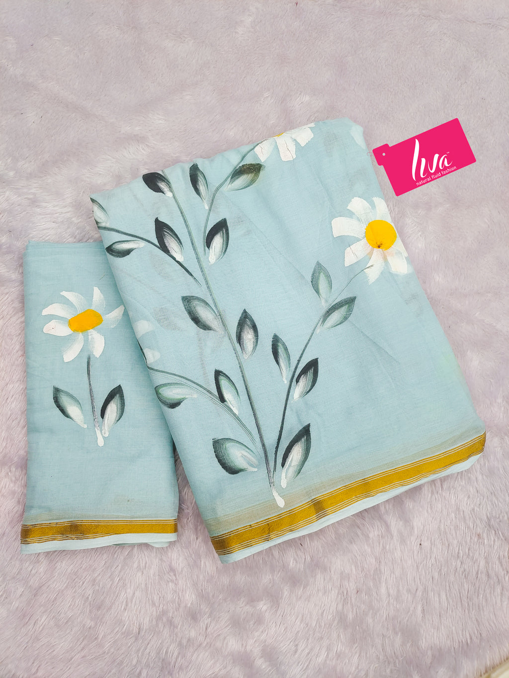 SELFI35 SOFT MASLIN COTTON WITH HEVY ZARI BODAR SKY BLUE SAREE