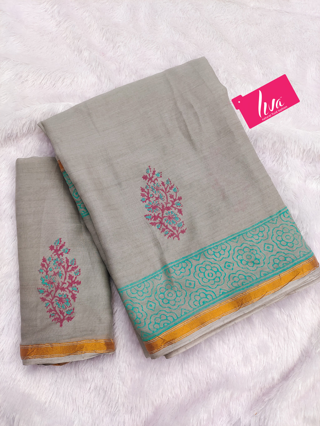 SELFI4 SOFT MASLIN COTTON WITH HEVY ZARI BODAR LIGHT GREY SAREE