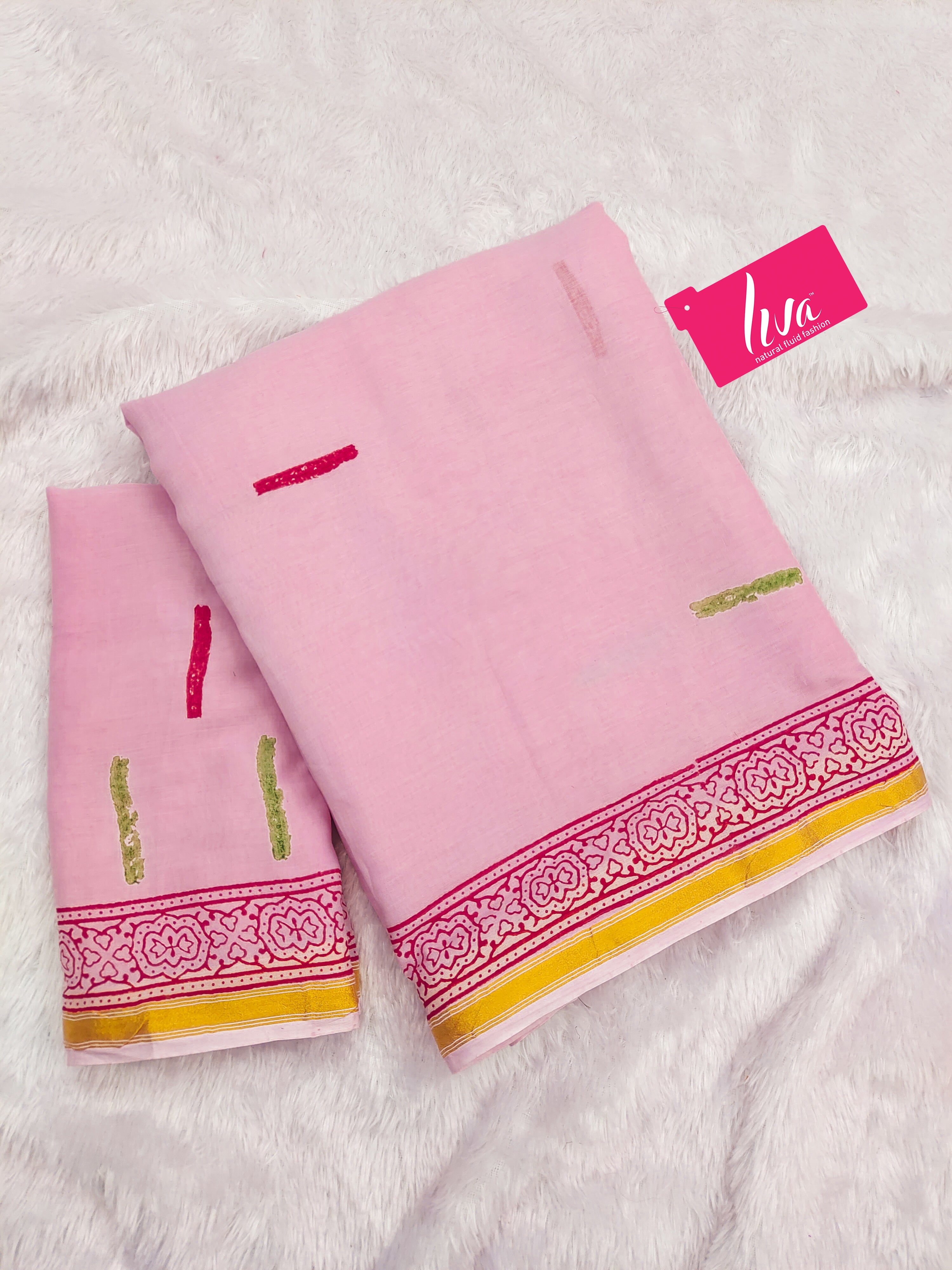 SELFI6 SOFT MASLIN COTTON WITH HEVY ZARI BODAR BABY PINK SAREE