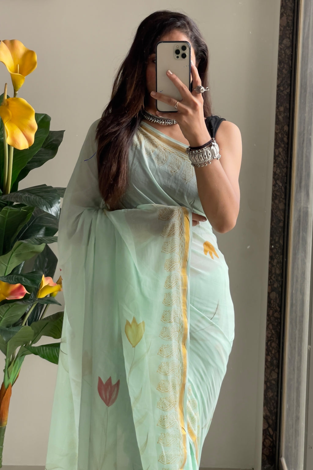 SELFI7 SOFT MASLIN COTTON WITH HEVY ZARI BODAR PISTA GREEN SAREE