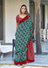 SIMRAN PURE MULMUL COTTON IKKAT  PRINTED GREEN SAREE