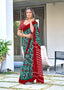 SIMRAN PURE MULMUL COTTON IKKAT  PRINTED GREEN SAREE