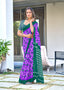 SIMRAN PURE MULMUL COTTON IKKAT  PRINTED PURPLE SAREE