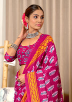 SITARA PURE MULMUL COTTON HAND BLOCK PRINTD PINK SAREE