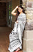 99SMCDIVINE PURE MULMUL COTTON HAND  BLOCK PRINT BLACK AND WHITE SAREE