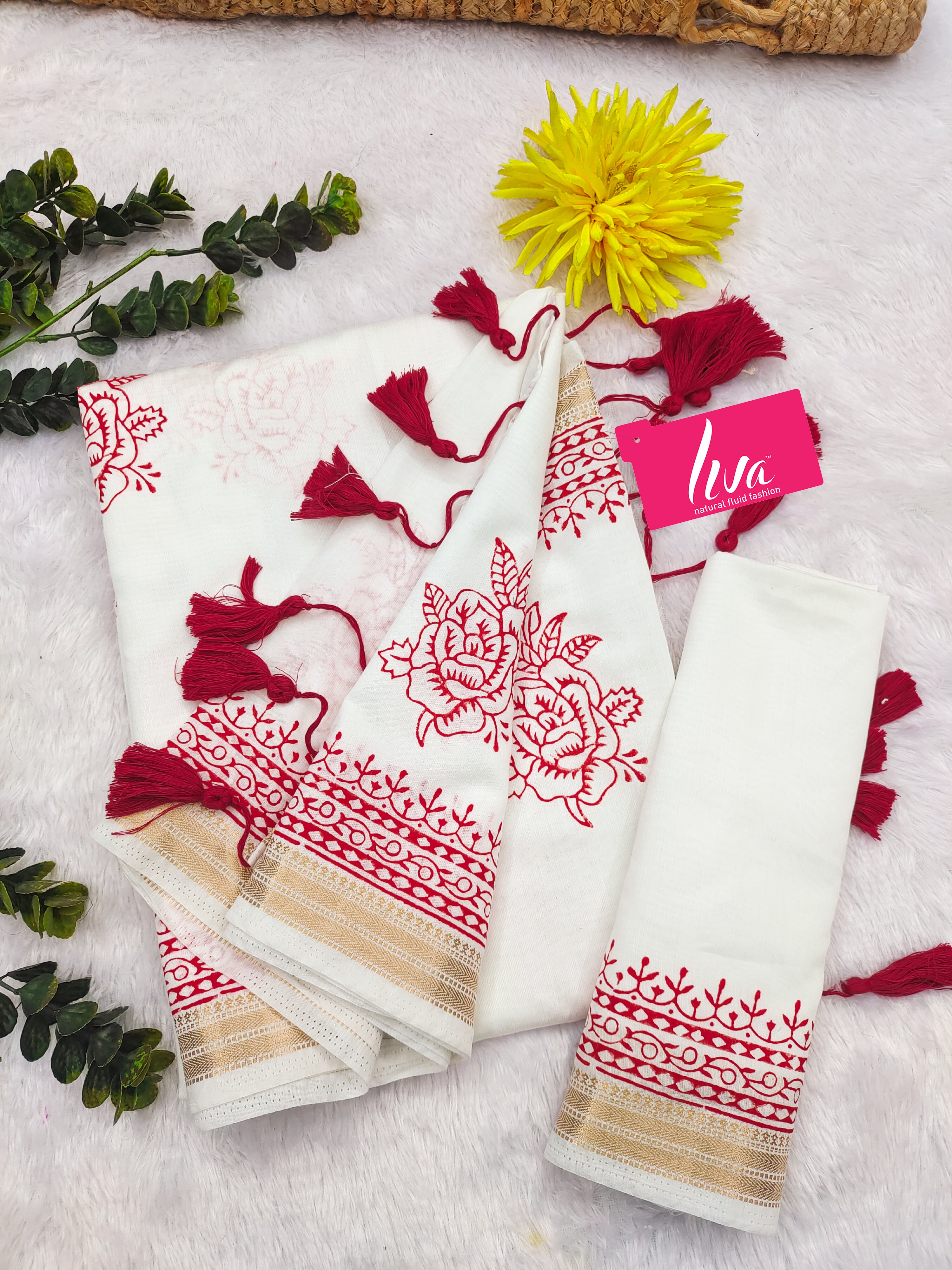 SMCPOOJA1001 PRIMUM NYLON VISCOSE HAND BLOCK ZARI BODAR RED SAREE