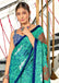 SRIVIDYA PURE MULMUL FLORAL BLOCK PRINTD AQUA SAREE