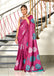 SRIVIDYA PURE MULMUL FLORAL BLOCK PRINTD PINK SAREE