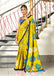 SRIVIDYA PURE MULMUL FLORAL BLOCK PRINTD YELLOW SAREE