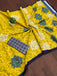 SRIVIDYA PURE MULMUL FLORAL BLOCK PRINTD YELLOW SAREE