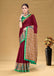 SUDHA BAGRU BLOCK PRINT SOFT MASLIN COTTON ZARI GOLDEN BORDER MAROON SAREE