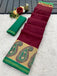 SUDHA BAGRU BLOCK PRINT SOFT MASLIN COTTON ZARI GOLDEN BORDER MAROON SAREE