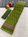 SUDHA BAGRU BLOCK PRINT SOFT MASLIN COTTON ZARI GOLDEN BORDER GREEN SAREE