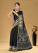 SUDHA BAGRU BLOCK PRINT SOFT MASLIN COTTON ZARI GOLDEN BORDER BLACK SAREE