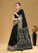 SUDHA BAGRU BLOCK PRINT SOFT MASLIN COTTON ZARI GOLDEN BORDER BLACK SAREE
