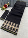 SUDHA BAGRU BLOCK PRINT SOFT MASLIN COTTON ZARI GOLDEN BORDER BLACK SAREE