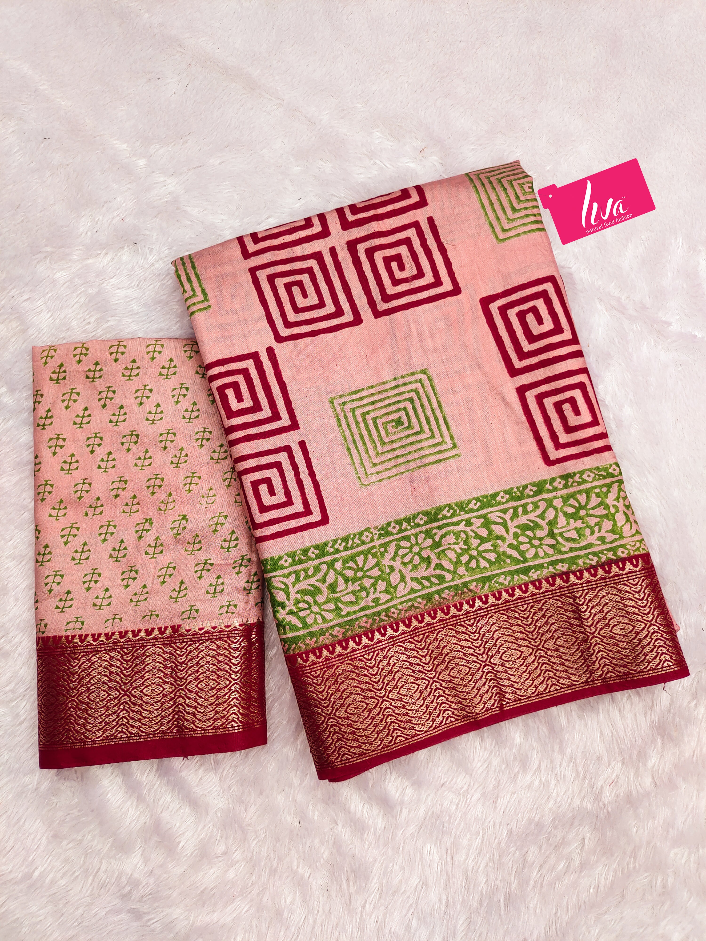 SUTRA2 NATURAL CELLULOSE NYLON AND VISCOSE HAND BLOCK SUTRA SILK DUSTY PINK SAREE