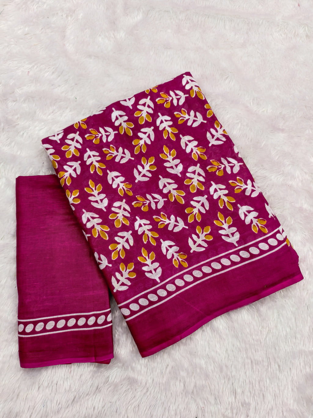 TAAPTI PURE MULMUL COTTON HAND PRINTD PINK SAREE