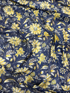 THE AJRAKH PURE MULMUL COTTON  BLOCK PRINT BLUE AND WHITE SAREE
