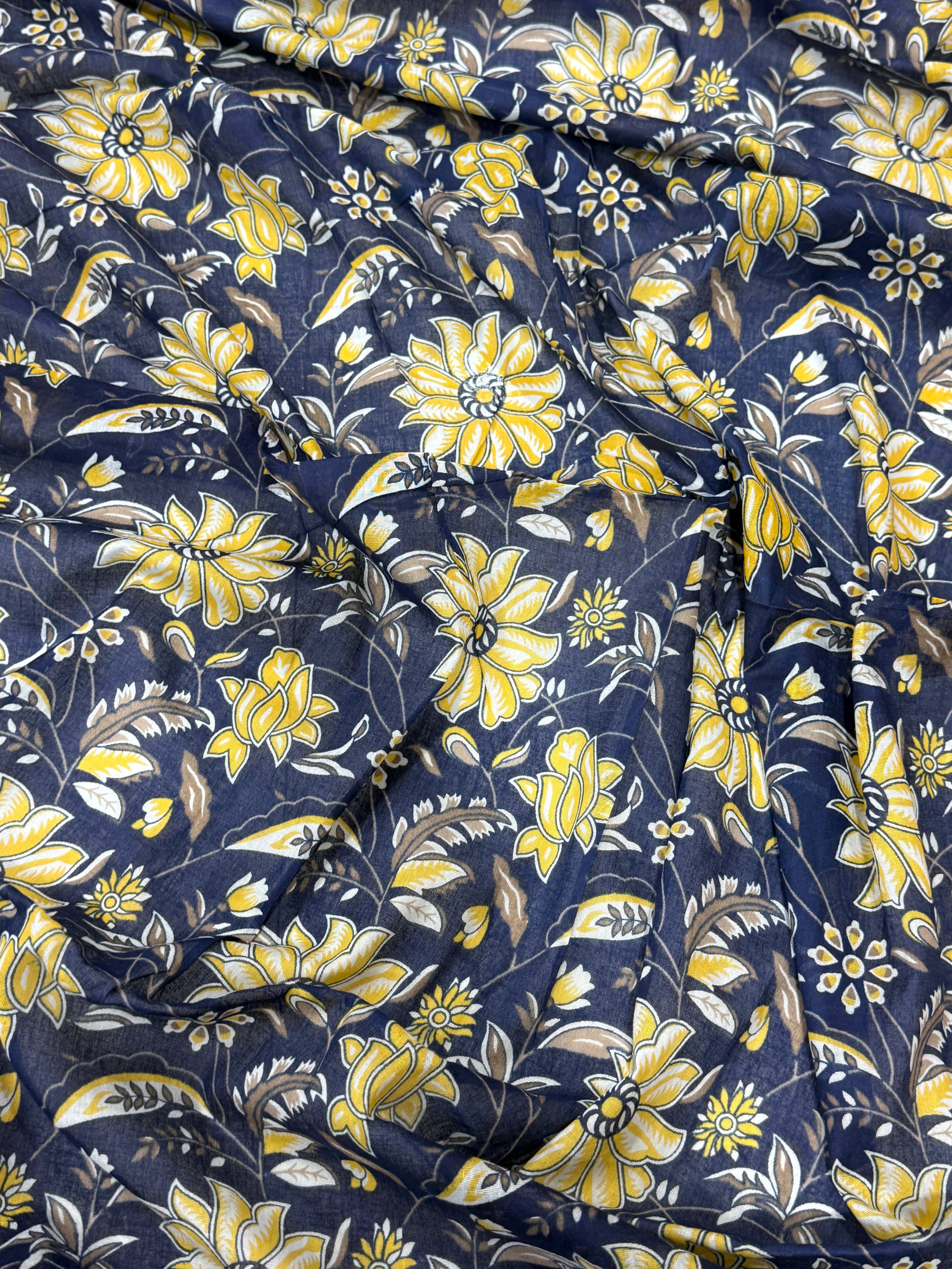 THE AJRAKH PURE MULMUL COTTON  BLOCK PRINT BLUE AND WHITE SAREE