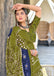 VAMIKA PURE MULMUL COTTON IKKAT HAND BLOCK PRINT OLIVE GREEN SAREE