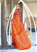 VAMIKA PURE MULMUL COTTON IKKAT HAND BLOCK PRINT RUST ORANGE SAREE
