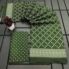 VICTORIYA PURE MULMUL COTTON HAND BANDHANI BLOCK PRINT GREEN SAREE